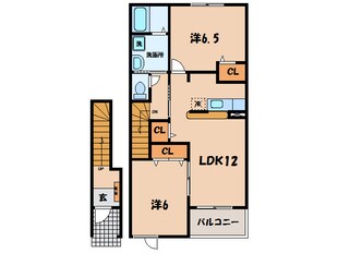 徳永東 徒歩1分 2階の物件間取画像